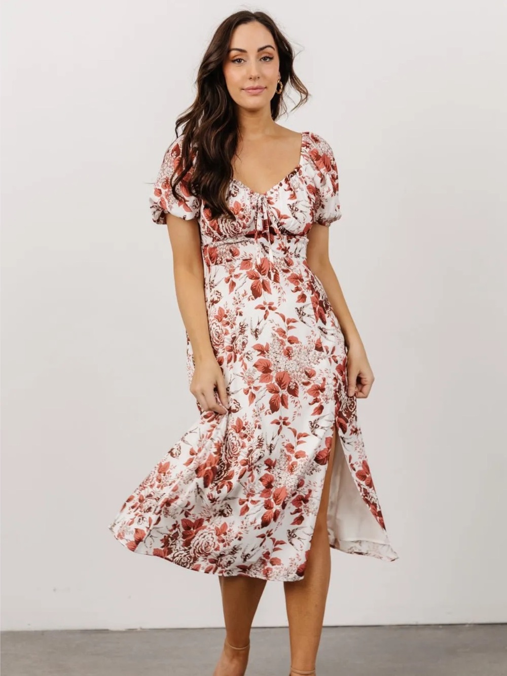 Baltic Born Cadence Midi Dress Terracotta Floral size XL